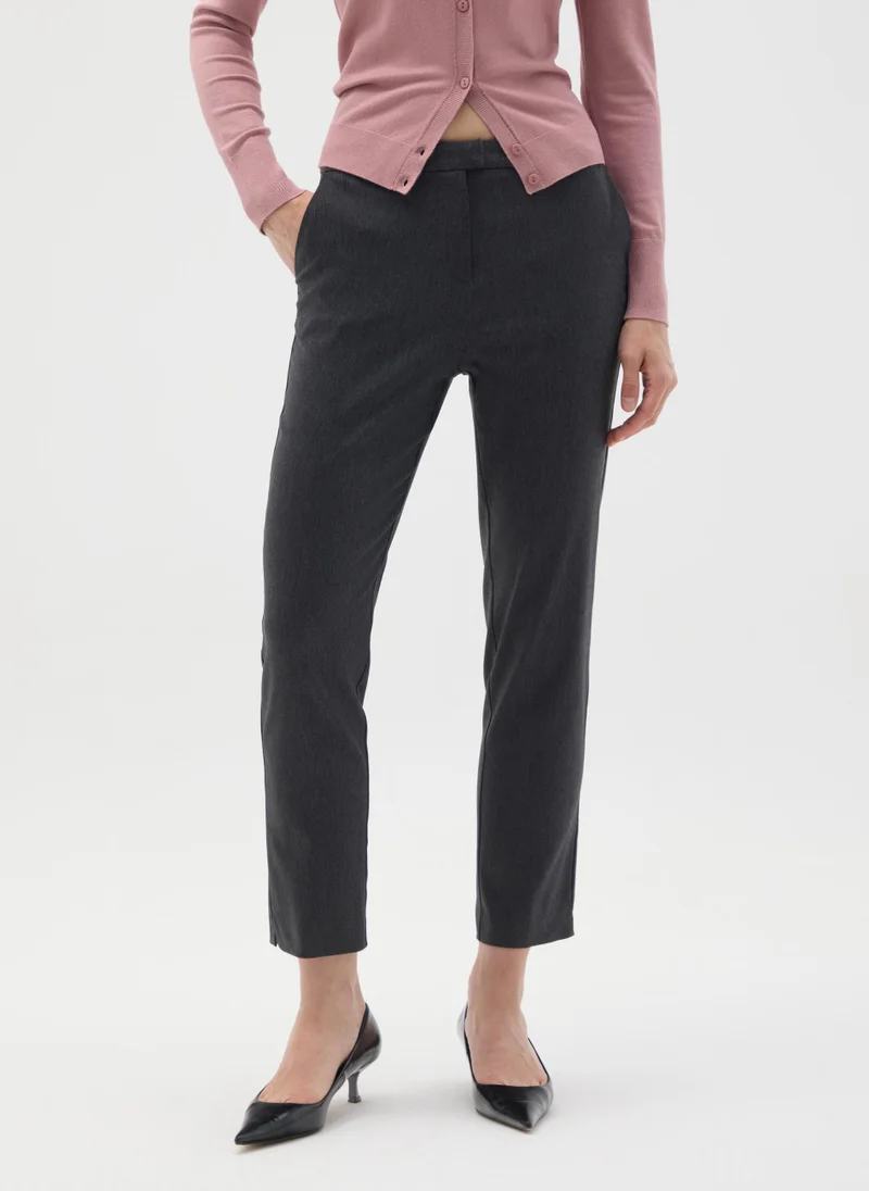 او في اس سروال ضيق رمادي من مزيج الفيسكوز من أوفيس